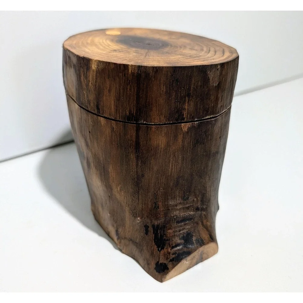 Walnut Stump Jewelry Box. Fairy garden or crystal stand. BLACK WALNUT
